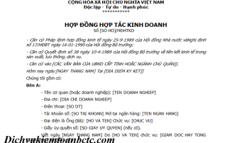 Mẫu hợp đồng hợp tác kinh doanh mới nhất