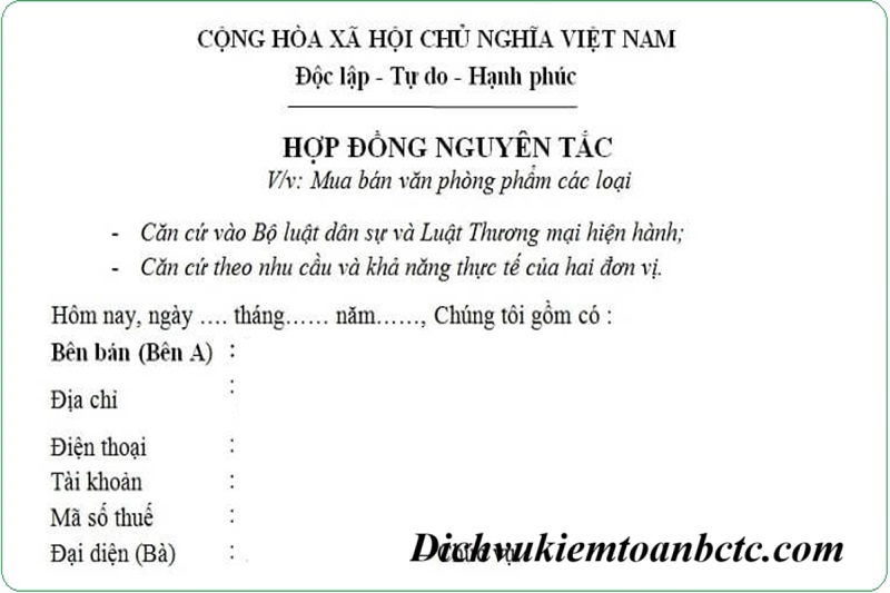 Mẫu hợp đồng nguyên tắc mua bán hàng hóa mới nhất