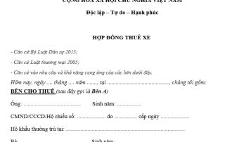 Tải mẫu hợp đồng công ty thuê xe của cá nhân mới nhất