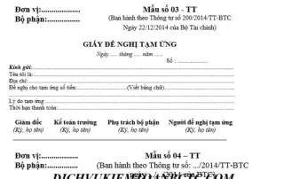 mẫu đề nghị tạm ứng mới nhất hiện nay