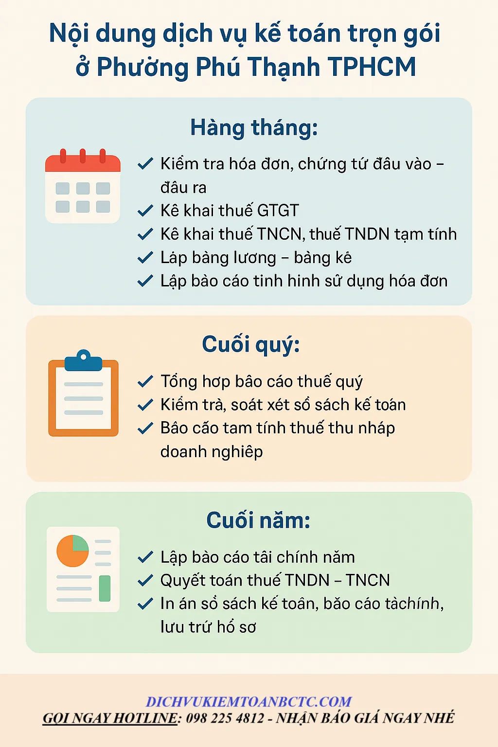 Nội dung dịch vụ kế toán trọn gói tại Phường Phú Thạnh TPHCM