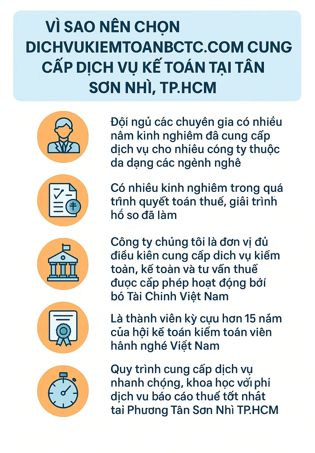 Vì sao nên chọn thương hiệu dichvukiemtoanbctc.com cung cấp dịch vụ kế toán tại Tân Sơn Nhì HCM