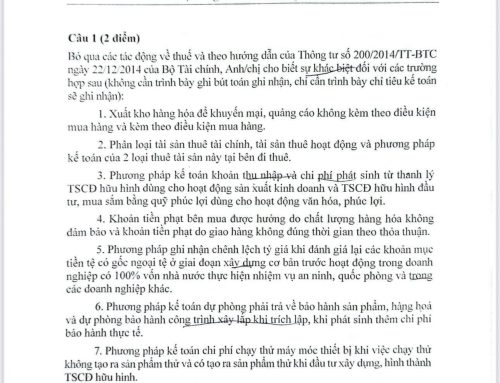 Đề thi CPA môn kế toán năm 2025 – Đề chẵn