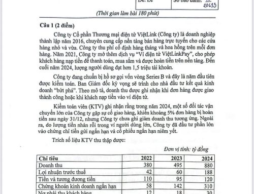 Đề thi môn Kiểm toán trong kỳ thi CPA 2025