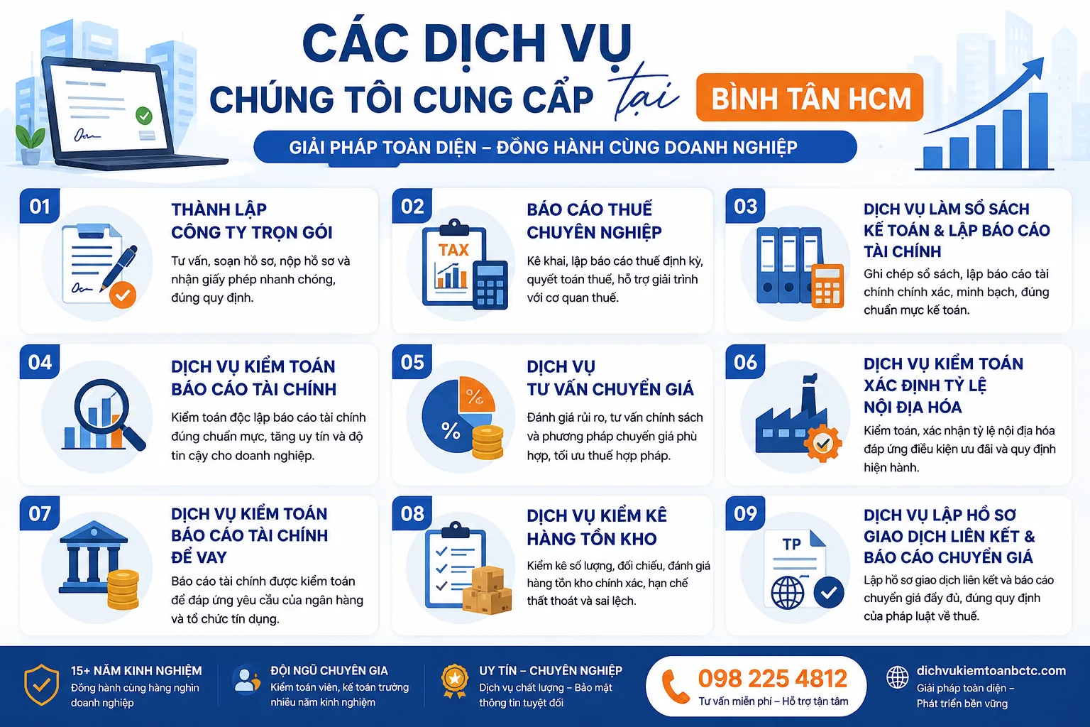Các dịch vụ mà chúng tôi cung cấp tại Bình Tân HCM