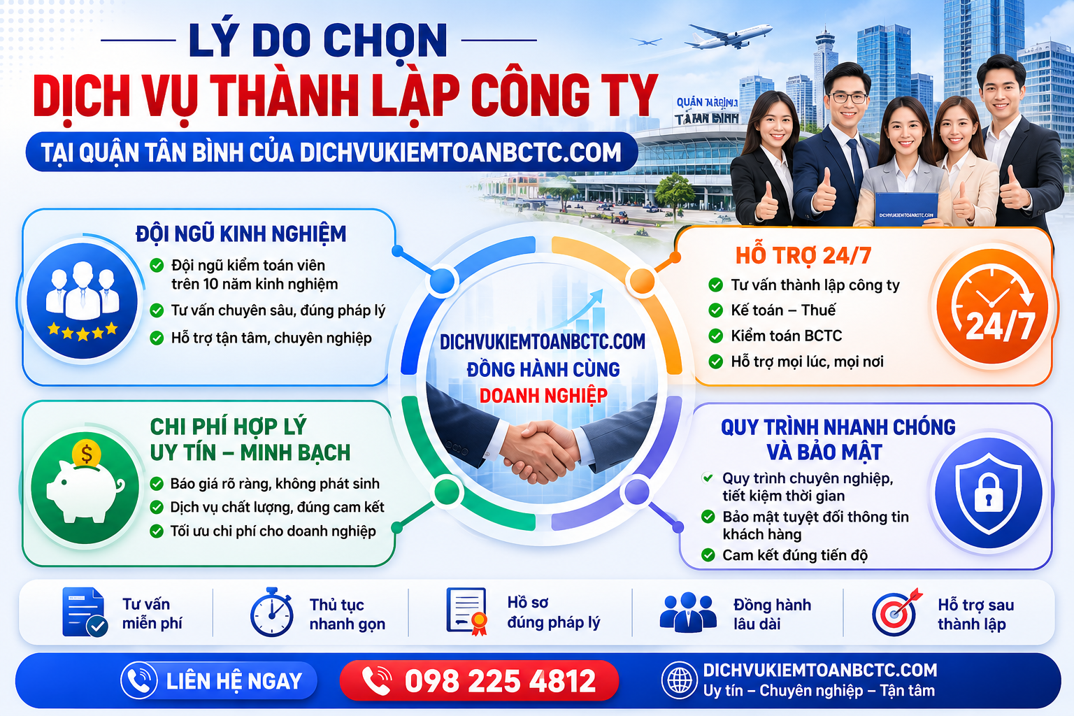 Lý do chọn dịch vụ thành lập công ty tại quận Tân Bình của DICHVUKIEMTOANBCTC.COM